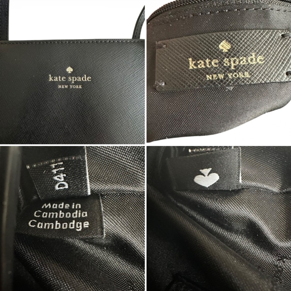 $298 Kate Spade Women's Medium Black & Gold Logo Leather Tote Bag & Bow Key Fob - Picture 16 of 16